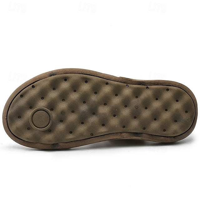 Men's Faux Leather Casual Sandals with Cross Strap and Hook-and-Loop Closure - 59 Monday