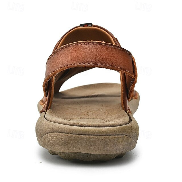 Men's Faux Leather Casual Sandals with Cross Strap and Hook-and-Loop Closure - 59 Monday