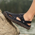Men's Handmade Leather Closed-Toe Sandals for Casual Daily Comfort - 59 Monday
