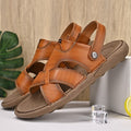 Men's Faux Leather Casual Sandals with Cross Strap and Hook-and-Loop Closure - 59 Monday