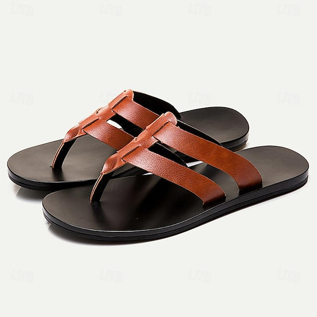 Men's Microfiber Flat Sandals with Loafer Style for Casual Comfort - 59 Monday