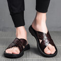 Men's Black Crocodile Pattern Slide Sandals with Non-Slip Cross Strap - 59 Monday