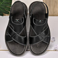 Men's Faux Leather Casual Sandals with Cross Strap and Hook-and-Loop Closure - 59 Monday