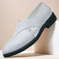 Men's Black Patent Leather Slip-On Loafers with Cross Strap for Formal - 59 Monday