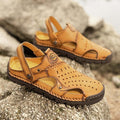 Men's Handmade Leather Closed-Toe Sandals for Casual Daily Comfort - 59 Monday