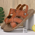 Men's Faux Leather Casual Sandals with Cross Strap and Hook-and-Loop Closure - 59 Monday