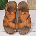 Men's Faux Leather Casual Sandals with Cross Strap and Hook-and-Loop Closure - 59 Monday