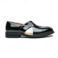 Men's Black Patent Leather Slip-On Loafers with Cross Strap for Formal - 59 Monday