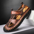 Men's Closed-Toe Leather Sandals with Breathable Mesh for Outdoor Use - 59 Monday