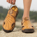 Men's Handmade Leather Closed-Toe Sandals for Casual Daily Comfort - 59 Monday