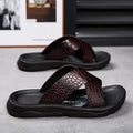 Men's Black Crocodile Pattern Slide Sandals with Non-Slip Cross Strap - 59 Monday