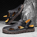 Men's Handmade Leather Closed-Toe Sandals for Casual Daily Comfort - 59 Monday