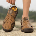 Men's Handmade Leather Closed-Toe Sandals for Casual Daily Comfort - 59 Monday