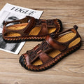 Men's Closed-Toe Leather Sandals with Breathable Mesh for Outdoor Use - 59 Monday