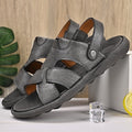 Men's Faux Leather Casual Sandals with Cross Strap and Hook-and-Loop Closure - 59 Monday