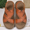 Men's Faux Leather Casual Sandals with Cross Strap and Hook-and-Loop Closure - 59 Monday