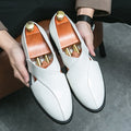 Men's Black Patent Leather Slip-On Loafers with Cross Strap for Formal - 59 Monday