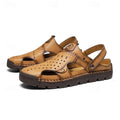 Men's Handmade Leather Closed-Toe Sandals for Casual Daily Comfort - 59 Monday