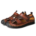 Men's Closed-Toe Leather Sandals with Breathable Mesh for Outdoor Use - 59 Monday