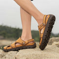 Men's Handmade Leather Closed-Toe Sandals for Casual Daily Comfort - 59 Monday