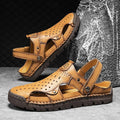 Men's Handmade Leather Closed-Toe Sandals for Casual Daily Comfort - 59 Monday