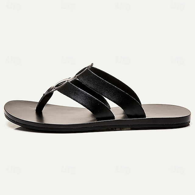 Men's Microfiber Flat Sandals with Loafer Style for Casual Comfort - 59 Monday