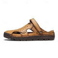 Men's Handmade Leather Closed-Toe Sandals for Casual Daily Comfort - 59 Monday
