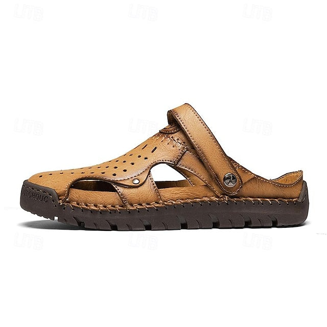 Men's Handmade Leather Closed-Toe Sandals for Casual Daily Comfort - 59 Monday