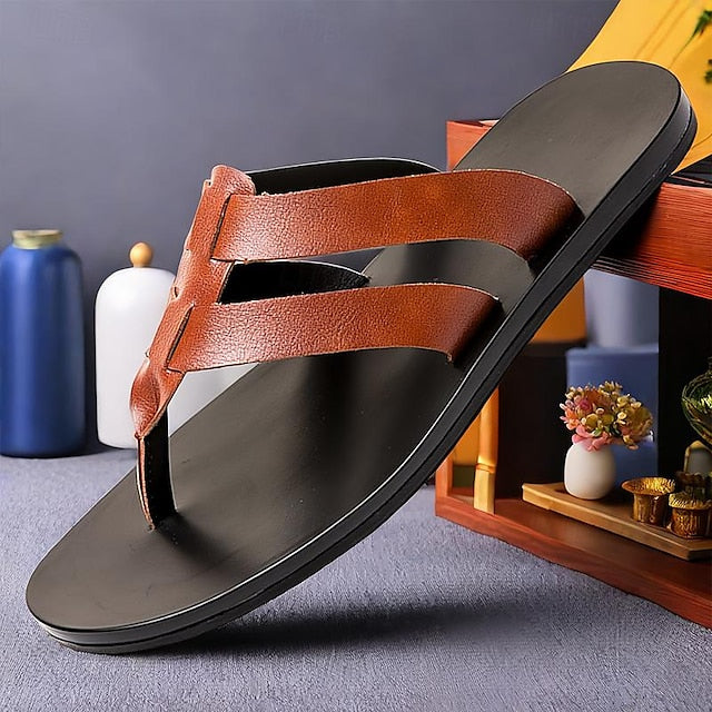 Men's Microfiber Flat Sandals with Loafer Style for Casual Comfort - 59 Monday