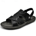 Men's Faux Leather Casual Sandals with Cross Strap and Hook-and-Loop Closure - 59 Monday