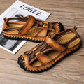 Men's Closed-Toe Leather Sandals with Breathable Mesh for Outdoor Use - 59 Monday