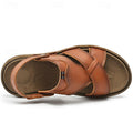 Men's Faux Leather Casual Sandals with Cross Strap and Hook-and-Loop Closure - 59 Monday
