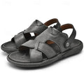 Men's Faux Leather Casual Sandals with Cross Strap and Hook-and-Loop Closure - 59 Monday