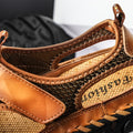 Men's Closed-Toe Leather Sandals with Breathable Mesh for Outdoor Use - 59 Monday