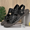 Men's Faux Leather Casual Sandals with Cross Strap and Hook-and-Loop Closure - 59 Monday