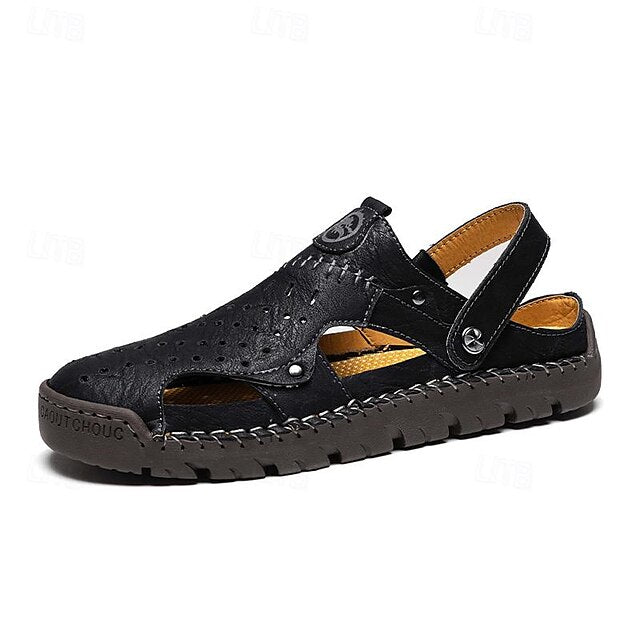 Men's Handmade Leather Closed-Toe Sandals for Casual Daily Comfort - 59 Monday