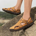 Men's Handmade Leather Closed-Toe Sandals for Casual Daily Comfort - 59 Monday