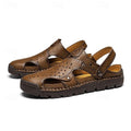 Men's Handmade Leather Closed-Toe Sandals for Casual Daily Comfort - 59 Monday