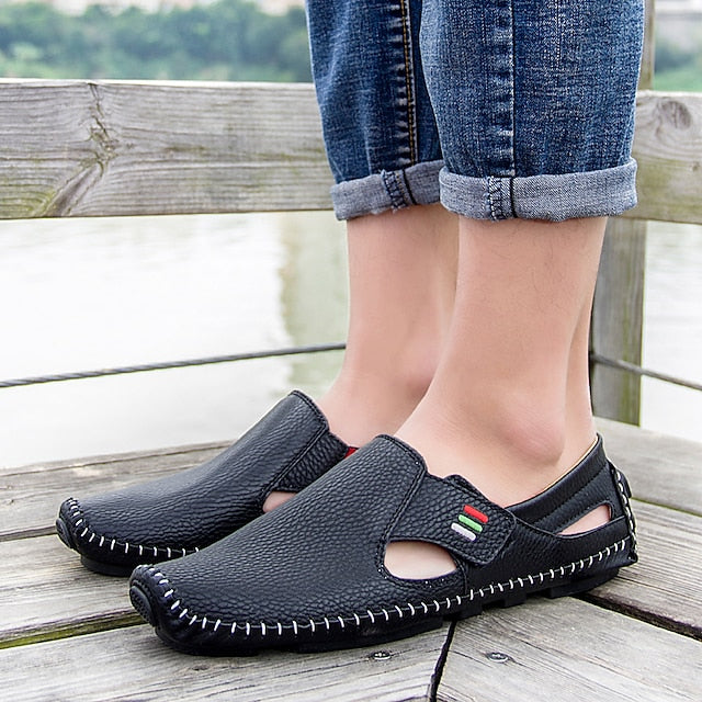 Men's Classic PU Leather Sandals for Casual Outdoor Summer Wear - 59 Monday