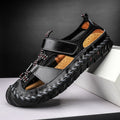 Men's Closed-Toe Leather Sandals with Breathable Mesh for Outdoor Use - 59 Monday