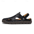 Men's Handmade Leather Closed-Toe Sandals for Casual Daily Comfort - 59 Monday