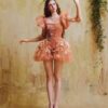 Peach Blossom Corset Mini Dress
